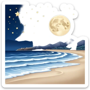 Stars and full moon over the beach sticker
