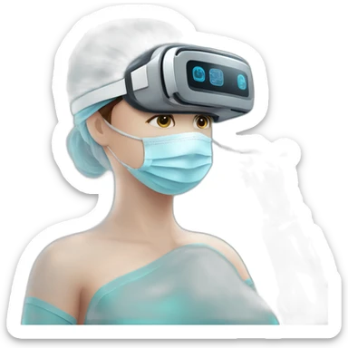 Surgeon-performing-Breast-surgery-with-virtual-reality-display sticker