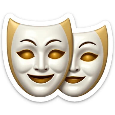  color white Two mask that is circling one is happy the other is sad sticker
