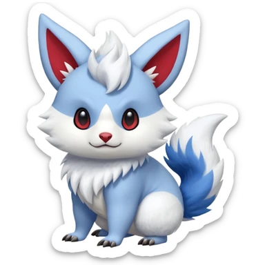  flurry fuzzy Absol-Furret-Zangoose-Chinchilla-fusion-animal-Fakémon-hybrid-creature  sticker