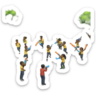 school water gun fight sticker