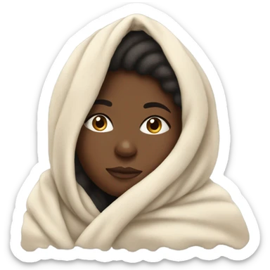 Black girl wrapped up in blanket sticker