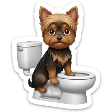 Yorkshire terrier na privada sentado fazer poop sticker