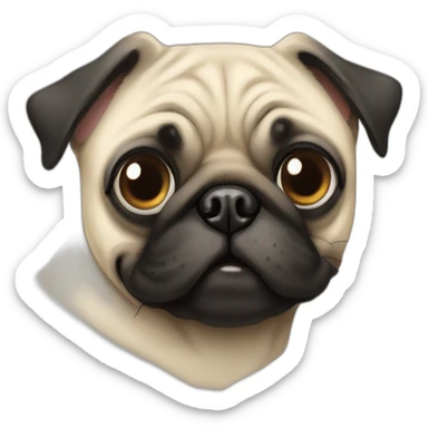 pug dog happy  with love eye sticker