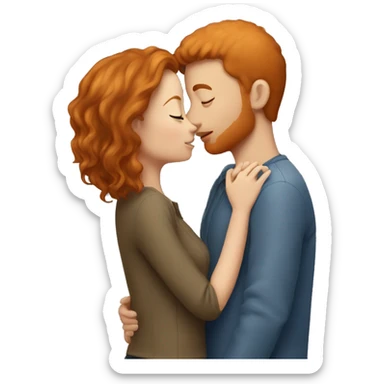 Brown hair girl kissing ginger guy sticker