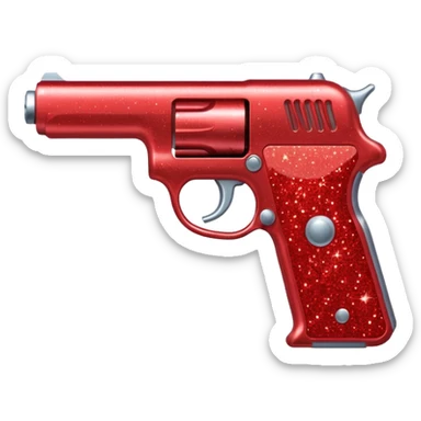 red glitter gun sticker