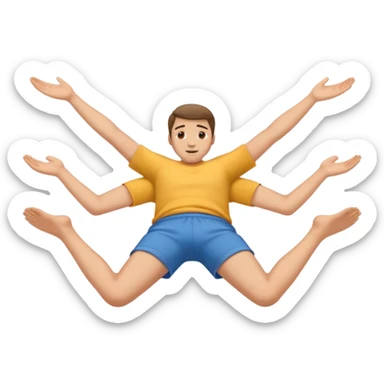 a man lying flat on the floor, arms and legs spread out, simple emoji style sticker