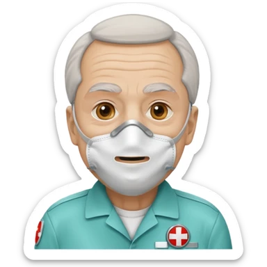 old man with simple ambulance mask  sticker
