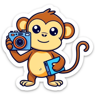 Monkey taking a photo sticker