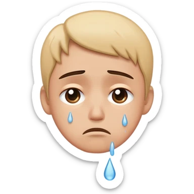 sad face with tears streaming down sticker