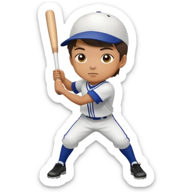 Japanese high school boy in gym uniform playing baseball sticker