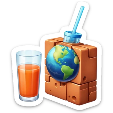  a juice brick next to a planet  sticker
