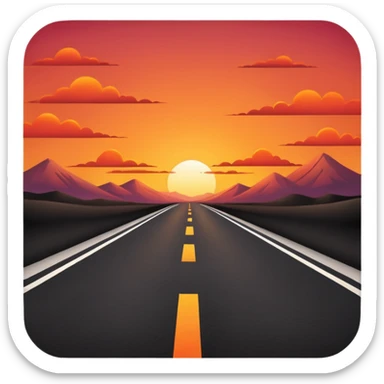 road with sunset sticker