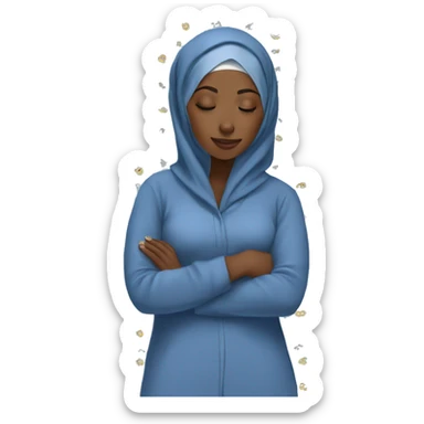 Black Hijabi sleeping in blue pyjamas sticker