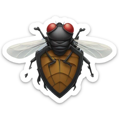 The fly with the shield sticker