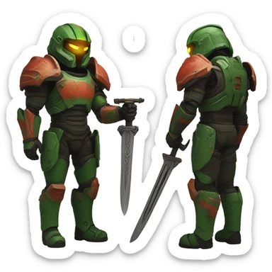 doom slayer with sword sticker