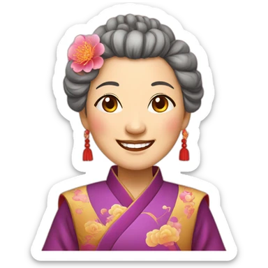 Chinese senior lady with nice smile dressed Chinese traditionaltradition Chinese sticker