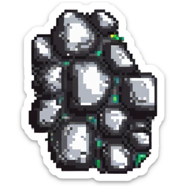 tin ore chunk with classic video game look sticker
