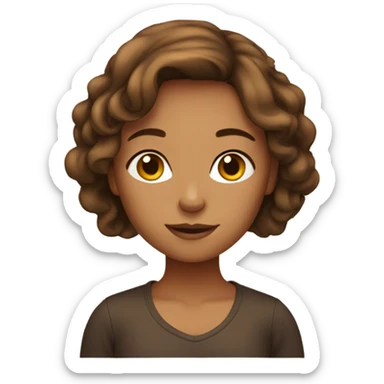 tan girl with brown hair sticker