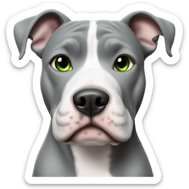Gray pitbull with white face with green gray eyes  sticker