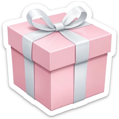 pastel pink gift box with white ribbon, soft pink color sticker