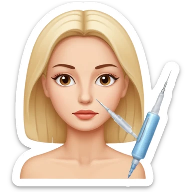 Woman taking a botox only one injection in the face sticker