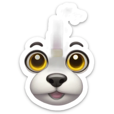 furry toy with pink and yellow stripes, big eyes and lots of teeth, no arms or legs sticker