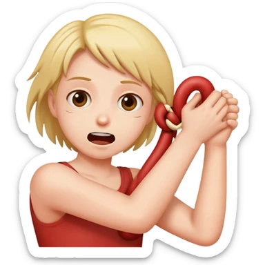 Person strangling themselves playfully sticker