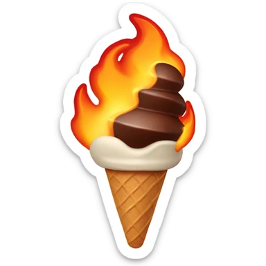 Chocolate ice cream on fire sticker
