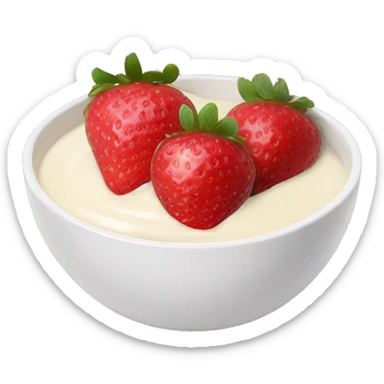 Yogurt in a pink bowl with sliced strawberries  sticker