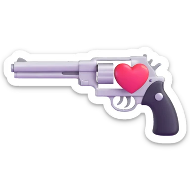 playful shiny love gun with heart accents sticker