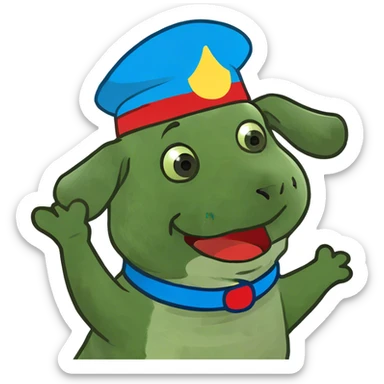 Chubby puppy waving hi sticker