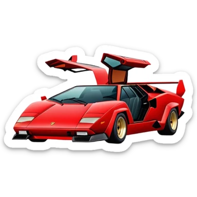 Minimalist red Lamborghini Countach, simple clean lines, minimal details, sleek design sticker
