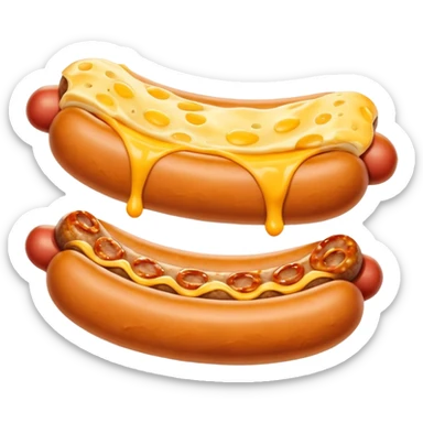 make a picture of a sausage that has been cut in half and melted cheese comes out from inside the sausage sticker