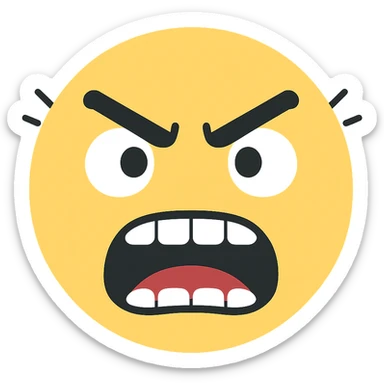 Make the emoji have basic, classic emoji eyes as simple black dots, keep the eye twitching in rage, preserve the yellow head and transparent background. The style should resemble classic yellow emoji style with simple black dot eyes and expressive rage twitching. sticker