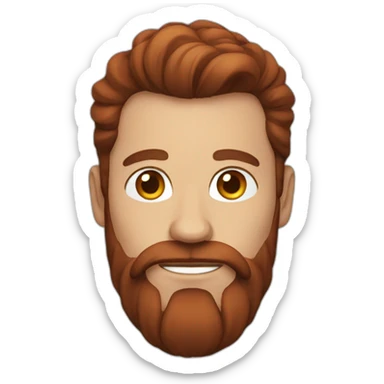 Dark Red head bearded man with long hair in a bun sticker