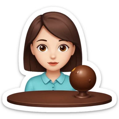 Girl with Chocolate ball under a table  sticker