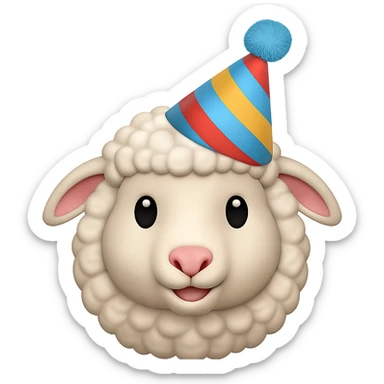 Add a colorful party hat to the silly sheep. Keep the background transparent. sticker