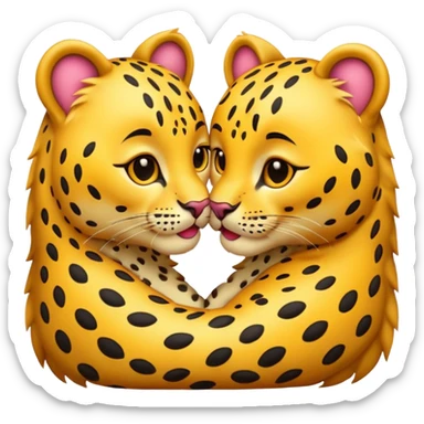 leopard kiss, leopard kissing, emoji style, bright, cute sticker