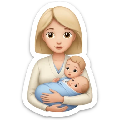 Mother cradling and nursing infant, caring pose sticker