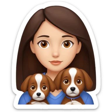 brunette girl with brown eyes and her brown dog sticker