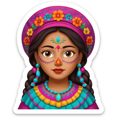 mexican girl with painted face sticker