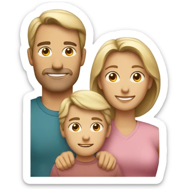 Caucasian mother, father, and son sticker