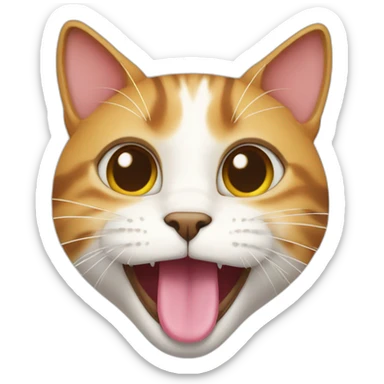 cat happy with  sticking her tongue out sticker
