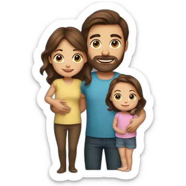 Brown hair father, long Brown hair mother with a baby sticker
