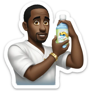 p diddy holding baby oil sticker