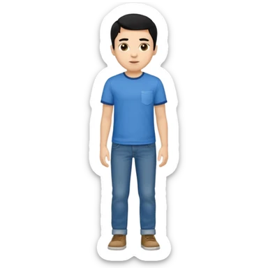 light skin black hair boy full body sticker
