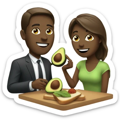 A couple eating avocado on toast sticker