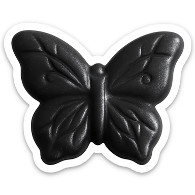 Make the realistic butterfly-shaped candy black, isolated on a transparent background with no visible background. Maintain the realistic style of the candy. sticker