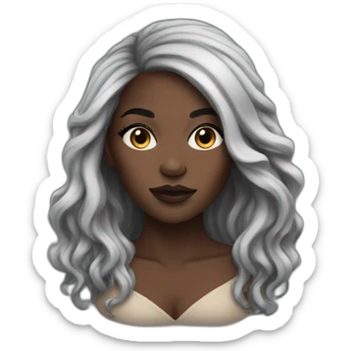 dark black woman,amazing make up, with long hair sticker